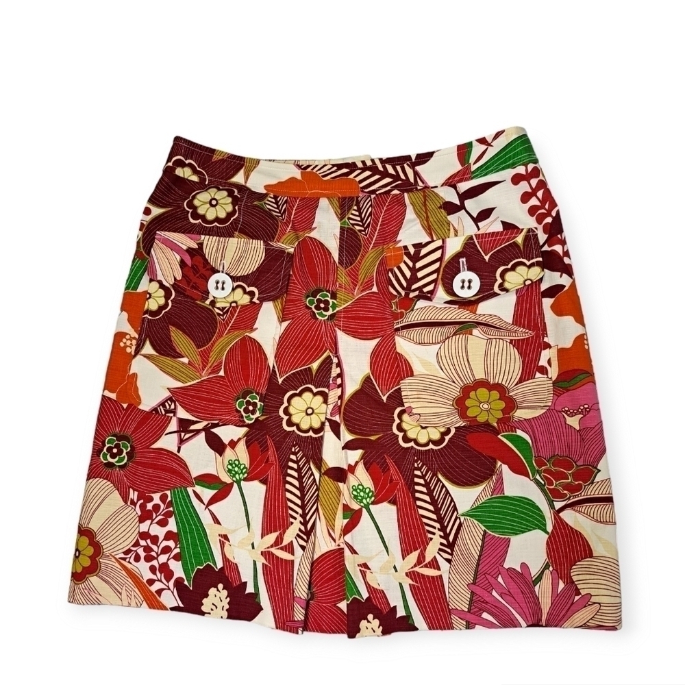 Etcetera Womens Skirt Floral with Double Front Pockets and a Pleat